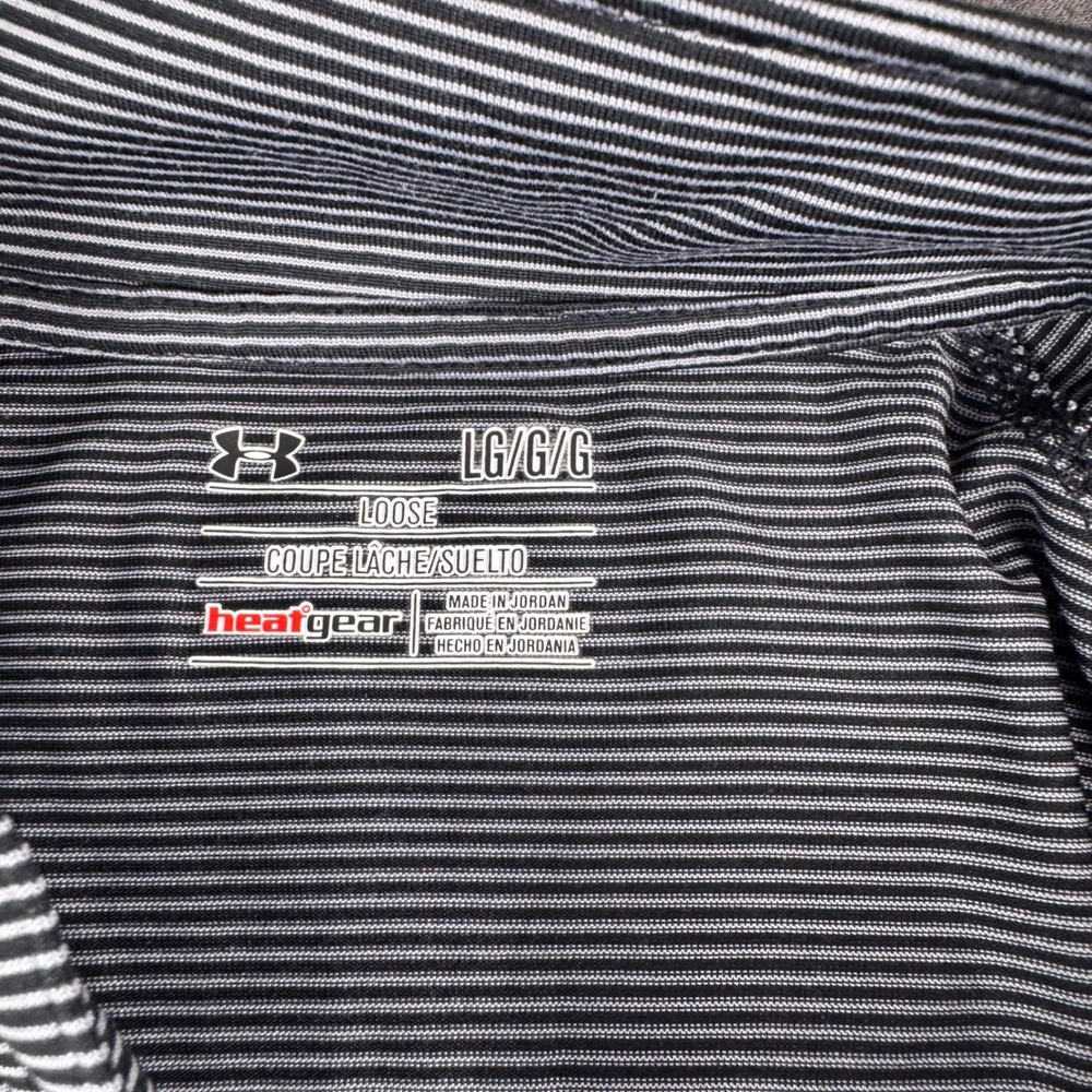 Under Armour HeatGear Mens Large Grey Striped Cross Country 1/4 Zip Pullover - Picture 3 of 7
